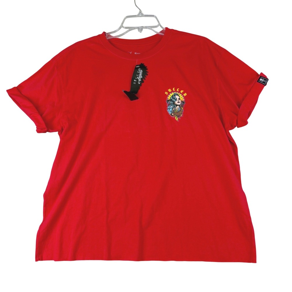 Sullen Angels XL Red Graphic Tee Tattoo Art Short Sleeve Crew Neck Streetwear